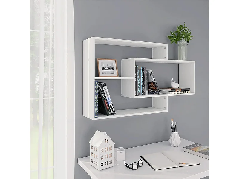 Estantes de pared de madera contrachapada blanco 104x20x58,5 cm ES85943