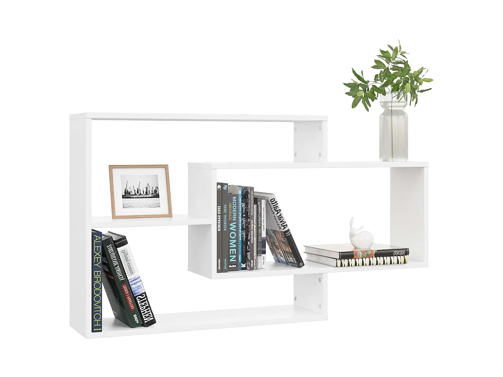 Étagères murales Blanc 104x20x58,5 cm Bois d'ingénierie OFR78789 BonneVie Meuble