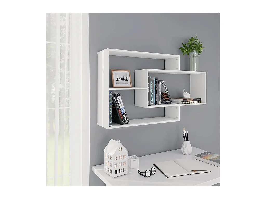 Étagères murales Blanc 104x20x58,5 cm Bois d'ingénierie OFR78789 BonneVie Meuble