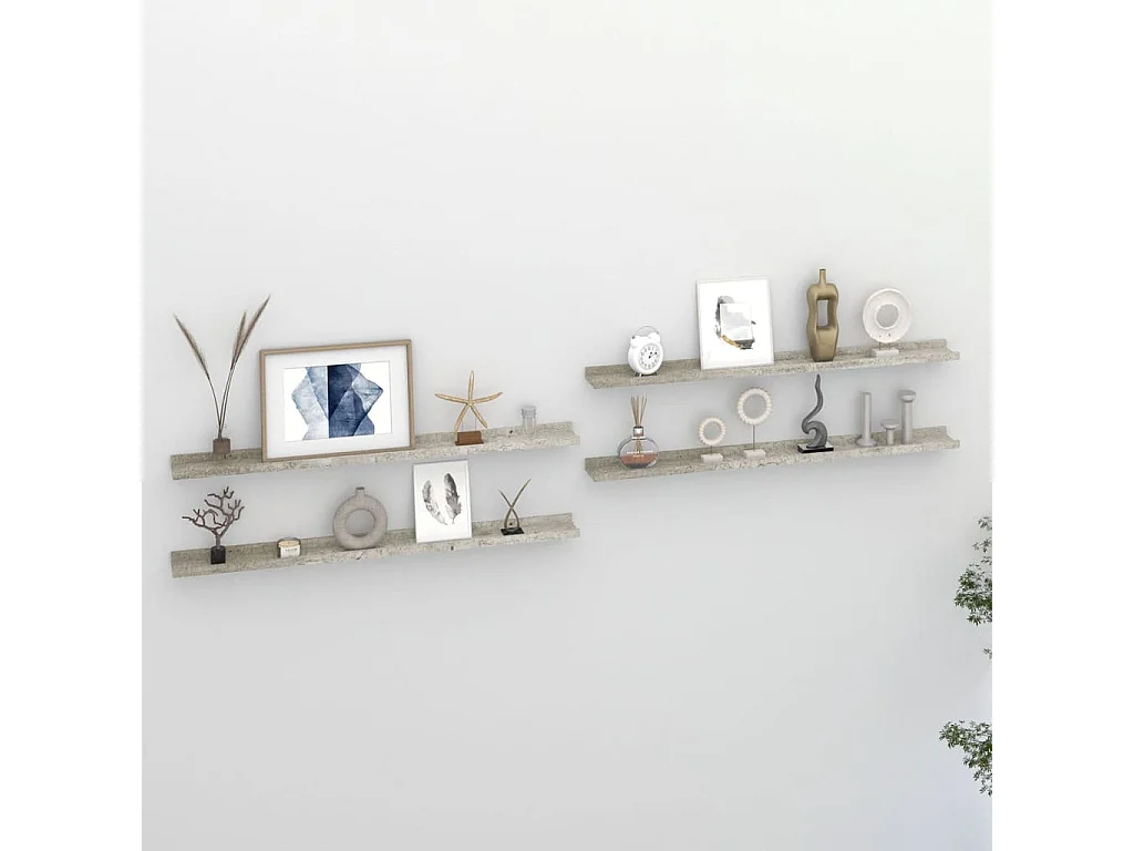 Étagères murales 4 pcs Gris béton 100x9x3 cm OFR70809 BonneVie Meuble