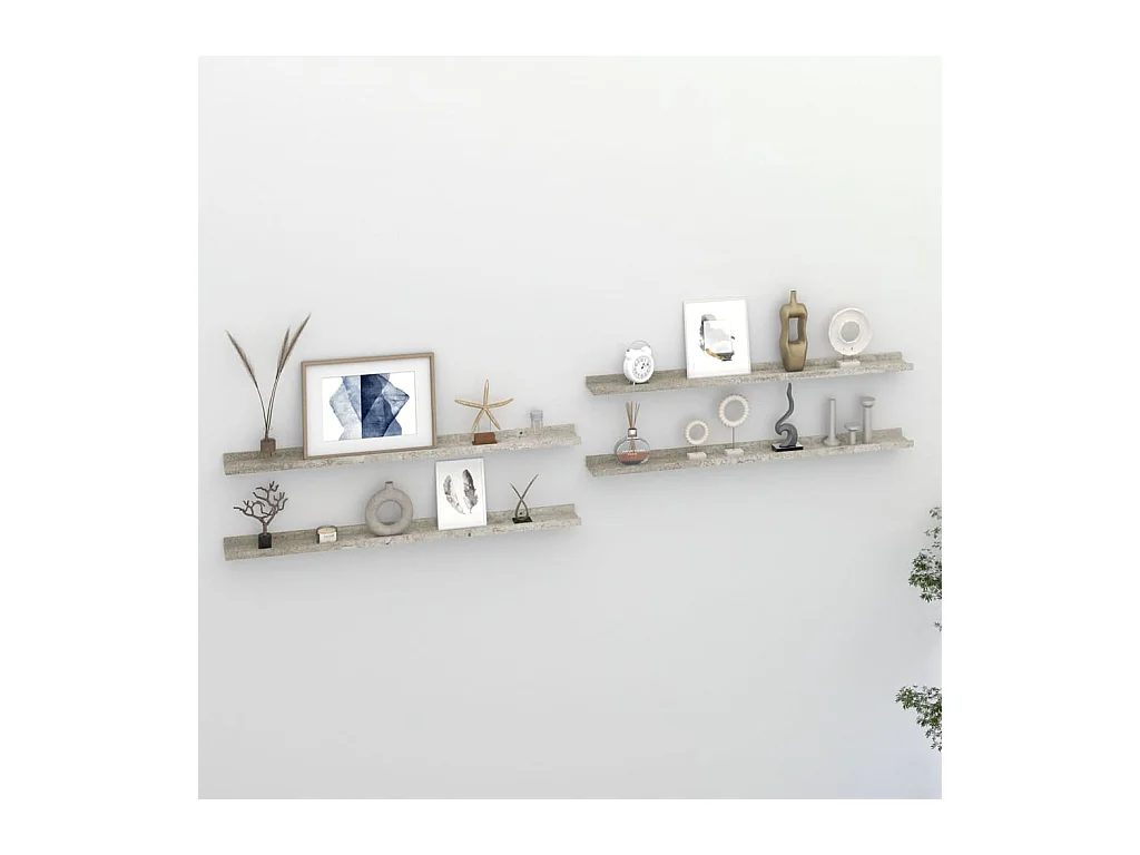 Étagères murales 4 pcs Gris béton 100x9x3 cm OFR70809 BonneVie Meuble