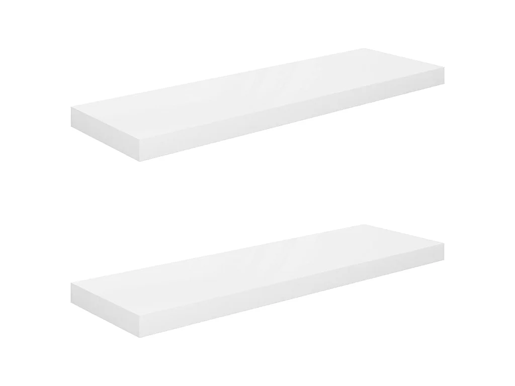 Étagère murale murale 2 pcs Blanc brillant 80x23,5x3,8cm MDF OFR46518 BonneVie Meuble