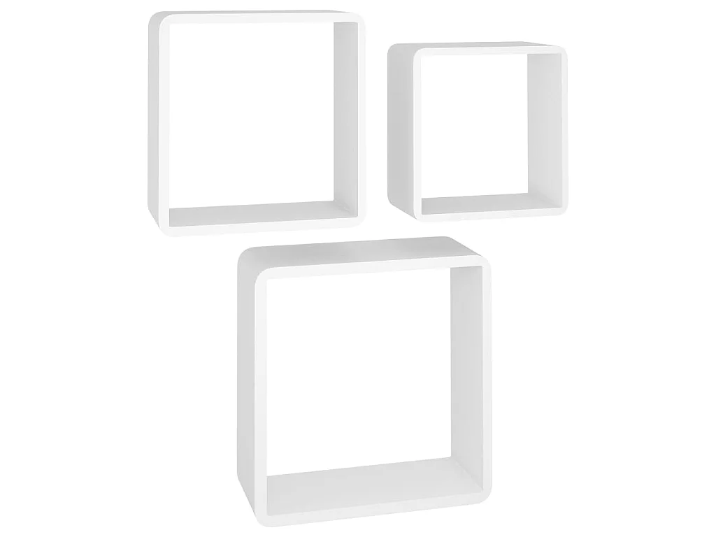 Étagères murales sous forme de cube 3 pcs Blanc MDF OFR39903 BonneVie Meuble