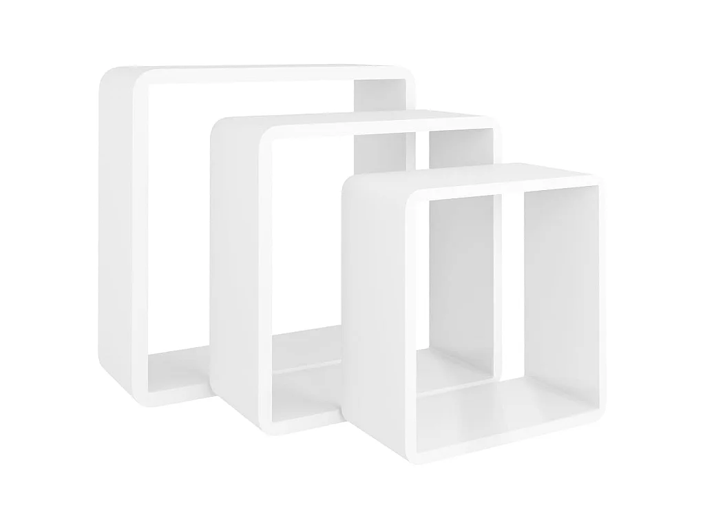 Étagères murales sous forme de cube 3 pcs Blanc MDF OFR39903 BonneVie Meuble