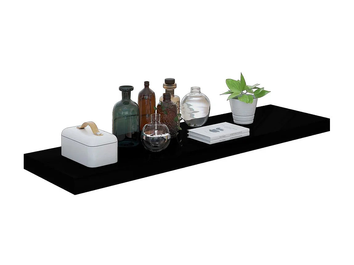 Prateleira de parede suspensa 90x23,5x3,8 cm MDF preto PT215221