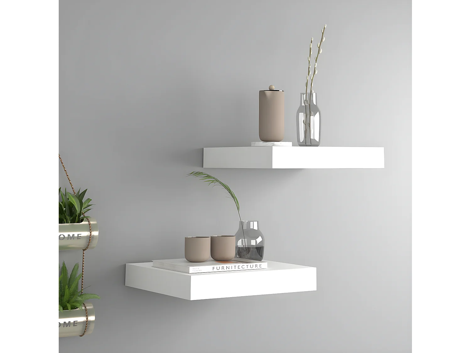 Étagères murales murales 2 pcs blanc 23x23,5x3,8 cm MDF OFR91195 BonneVie Meuble