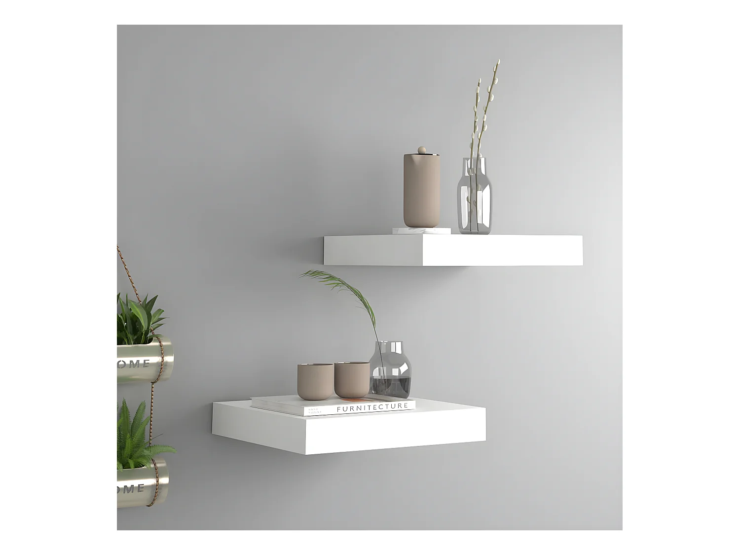 Prateleiras de parede suspensas 2 pcs 23x23,5x3,8cm MDF branco PT426322