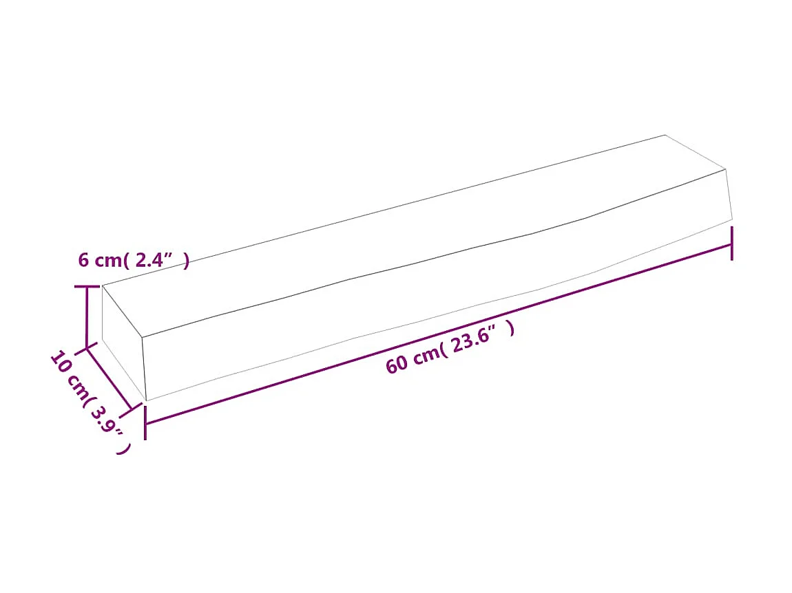 Étagère murale marron clair 60x10x6 cm bois chêne massif traité OFR26847 BonneVie Meuble