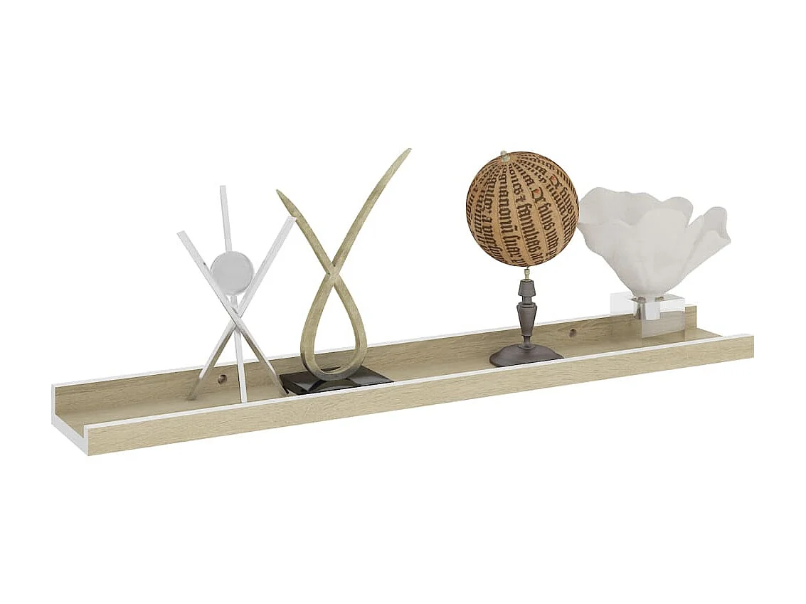 Étagères murales 2 pcs blanc et chêne sonoma 60x9x3 cm OFR66246 BonneVie Meuble