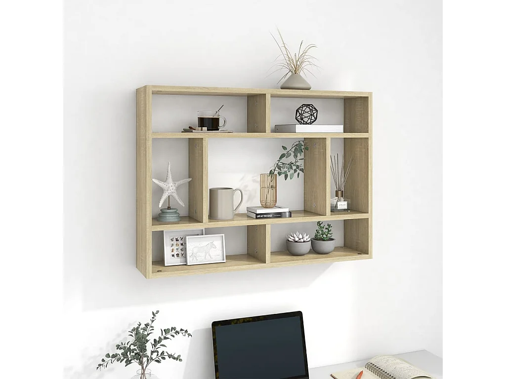 Estante de parede 75x16x55 cm contraplacado carvalho sonoma PT988597