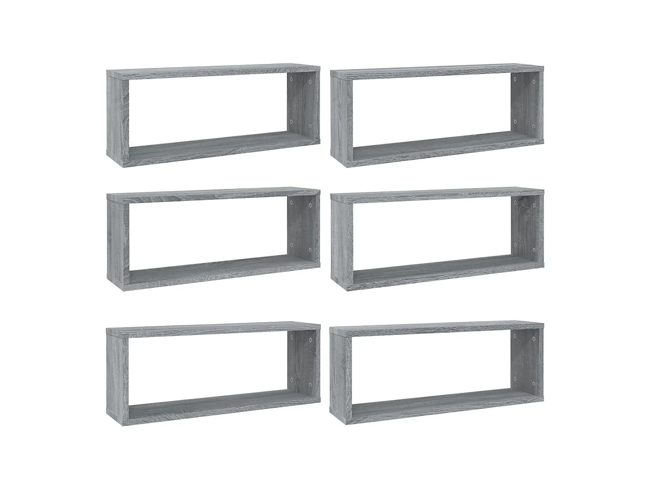 6 Pz Mensole Cubo Muro Grigio Sonoma 60x15x23 cm in Multistrato CFW50374