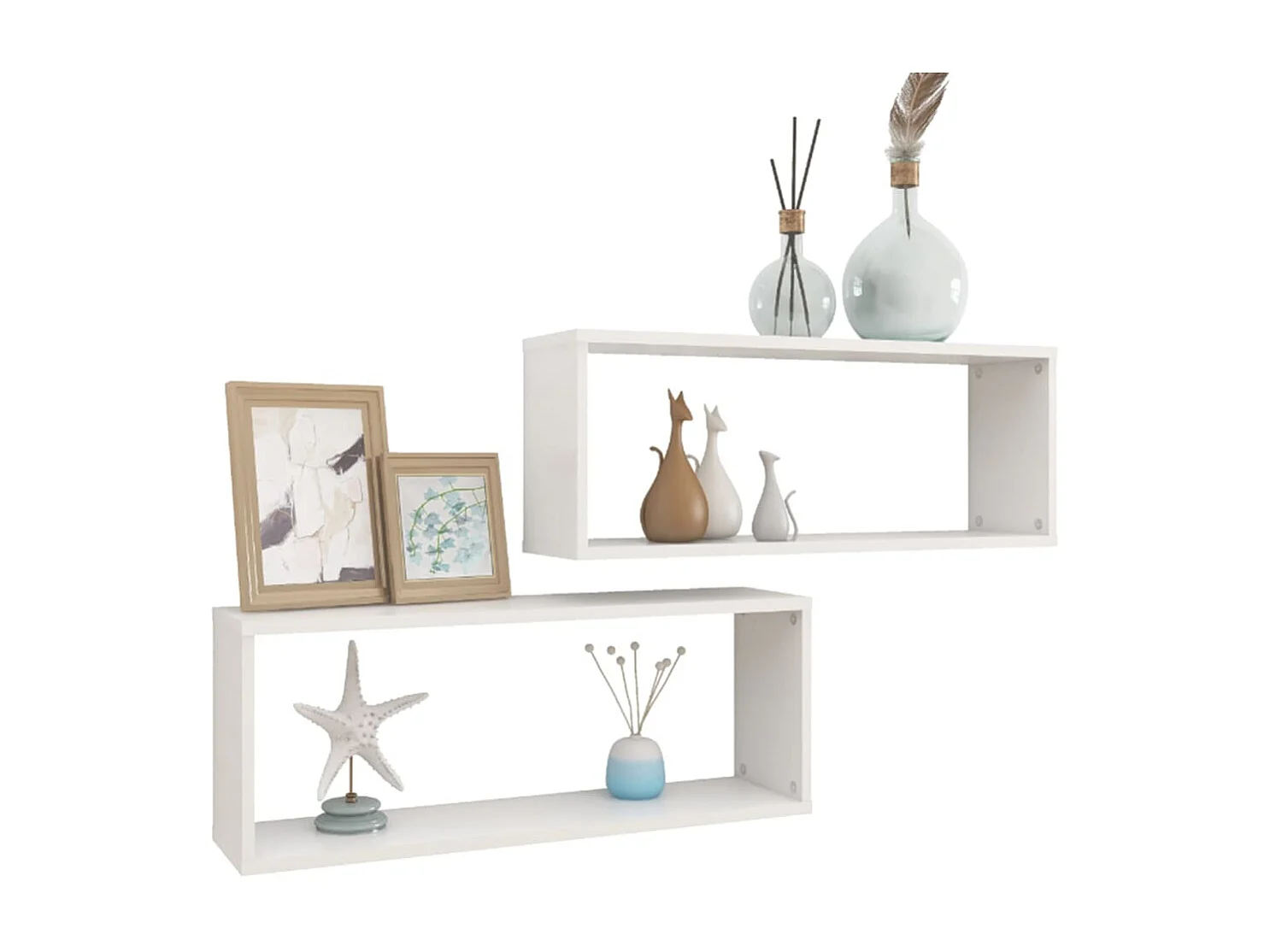 Étagères murales cube 2 pcs Blanc 60x15x23 cm Aggloméré OFR52999 BonneVie Meuble