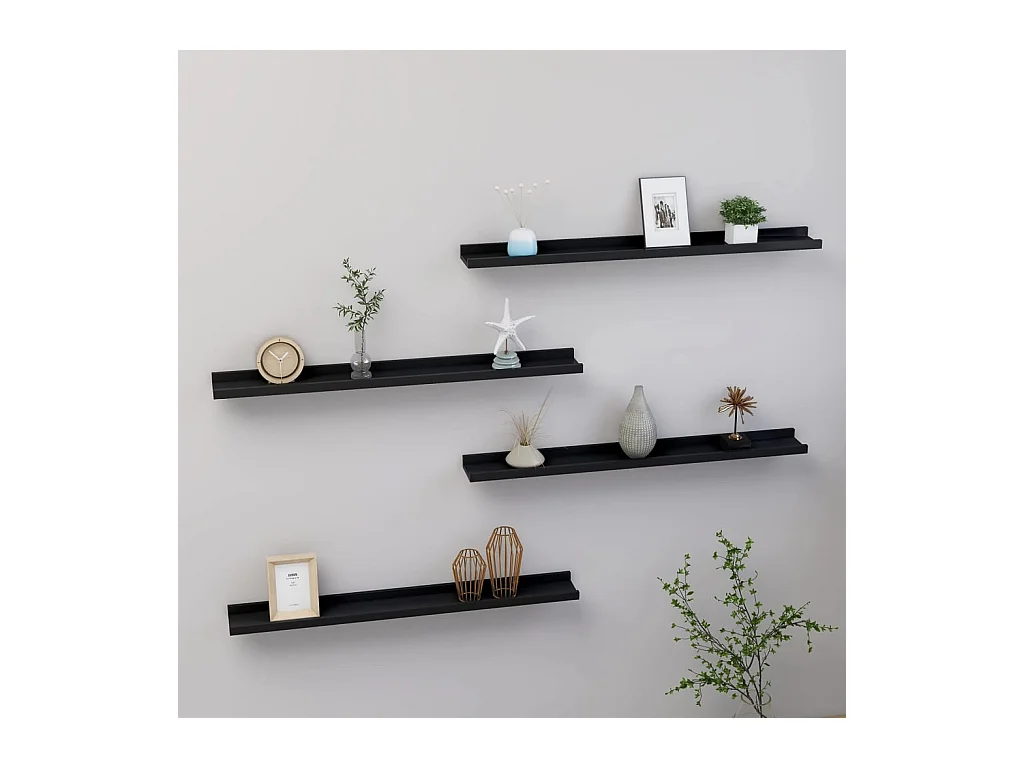 Étagères murales 4 pcs Noir 80x9x3 cm OFR56312 BonneVie Meuble