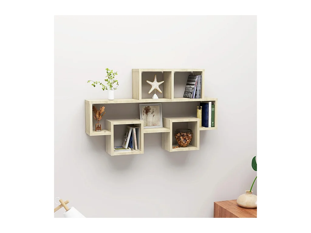 Étagère murale forme d'auto Chêne sonoma 82x15x51 cm Aggloméré OFR44718 BonneVie Meuble