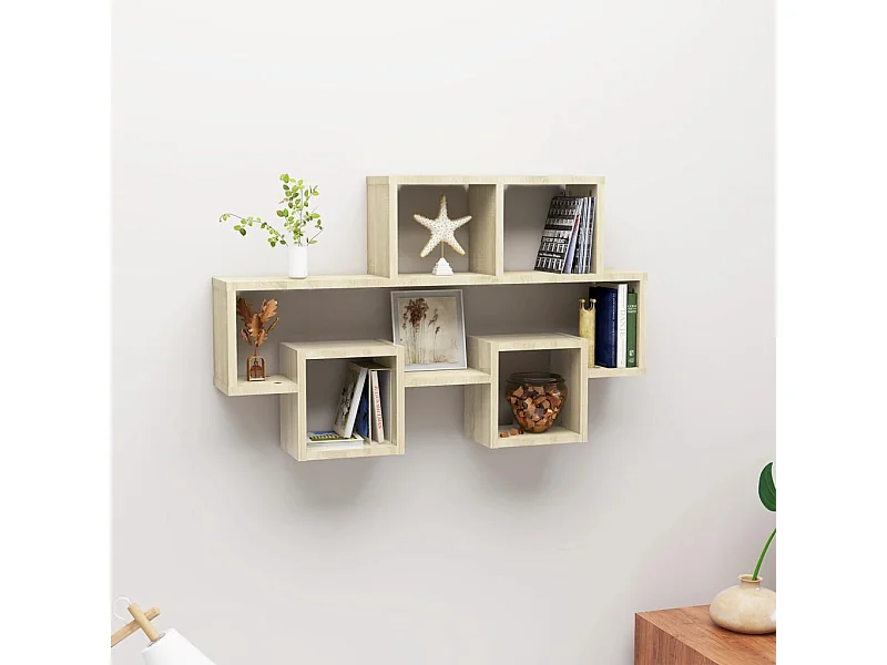 Étagère murale forme d'auto Chêne sonoma 82x15x51 cm Aggloméré OFR44718 BonneVie Meuble