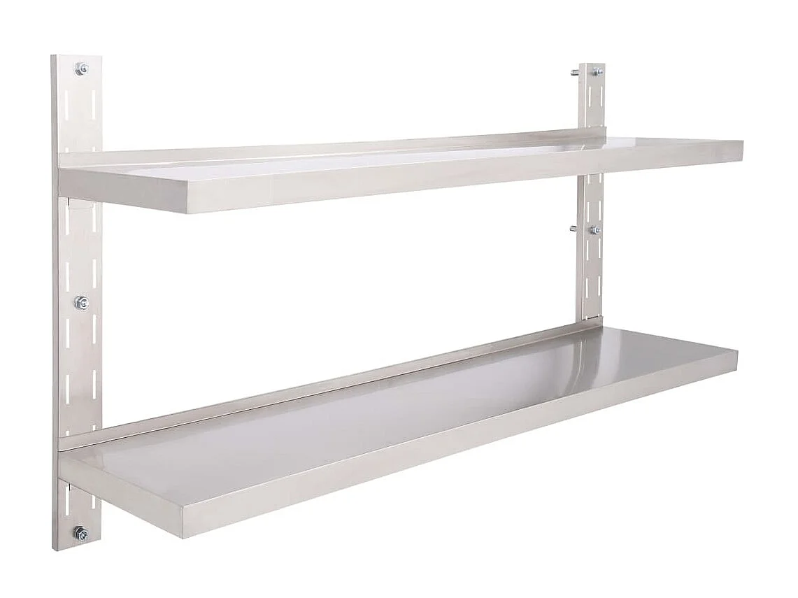 Étagère murale à 2 niveaux Acier inoxydable 150x30 cm OFR66541 BonneVie Meuble