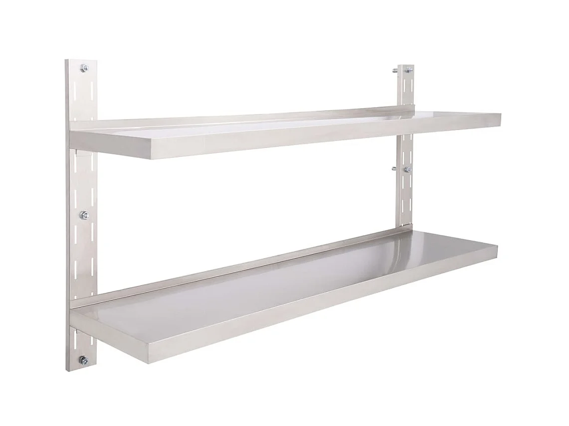 Étagère murale à 2 niveaux Acier inoxydable 150x30 cm OFR66541 BonneVie Meuble