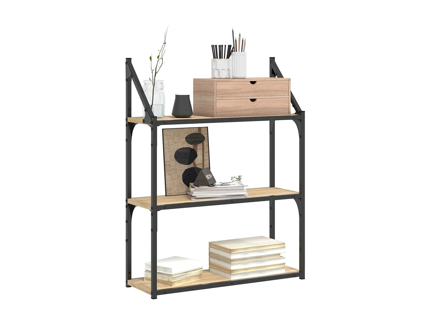 Étagère murale 3 niveaux chêne sonoma 60x21x78,5 cm OFR96503 BonneVie Meuble