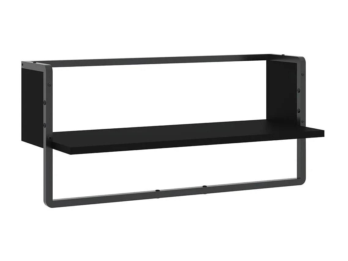 Wandschap met stang 65x25x30 cm zwart NL439862
