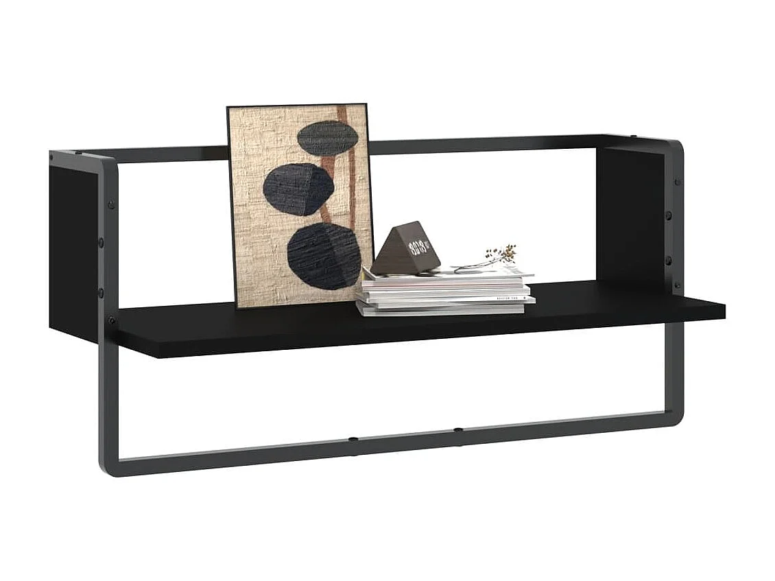 Wandschap met stang 65x25x30 cm zwart NL439862