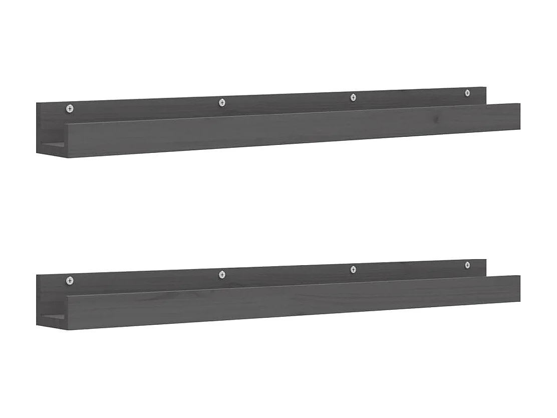 Étagères murales 2 pcs Gris 110x12x9 cm Bois de pin massif OFR30227 BonneVie Meuble