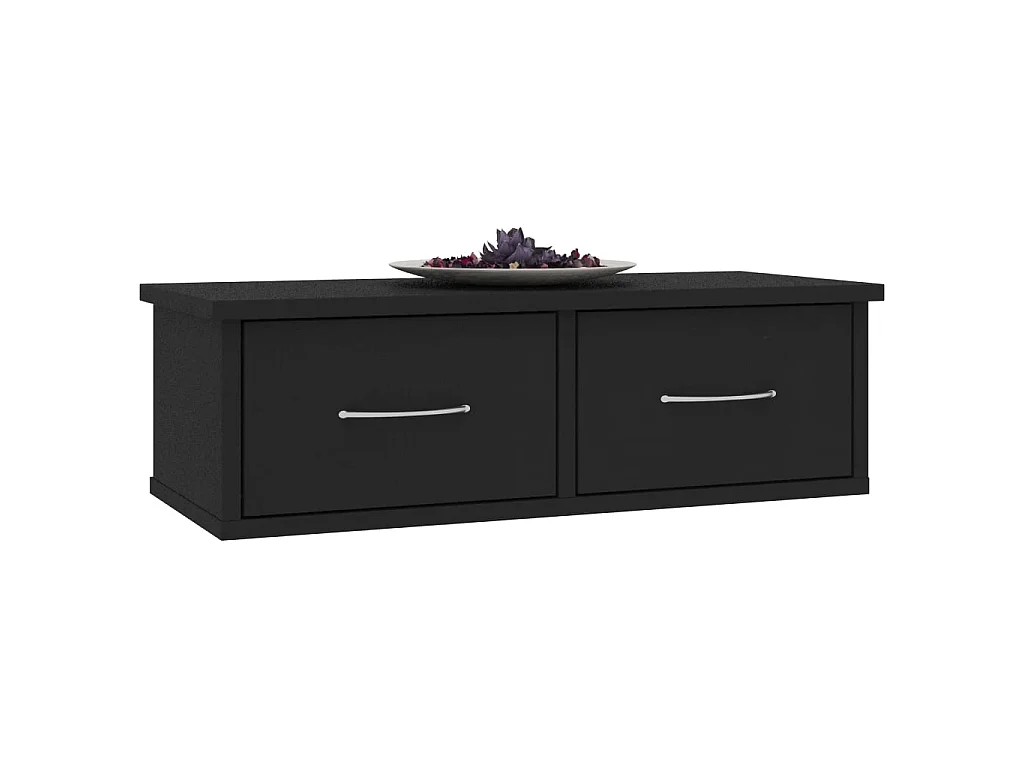 Wandschap met lades 60x26x18,5 cm bewerkt hout zwart NL342217