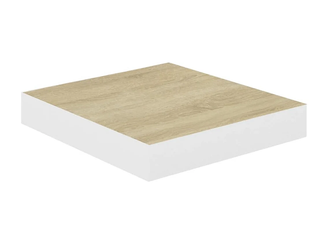 Étagères murales 2 pcs Chêne et blanc 23x23,5x3,8 cm MDF OFR41460 BonneVie Meuble