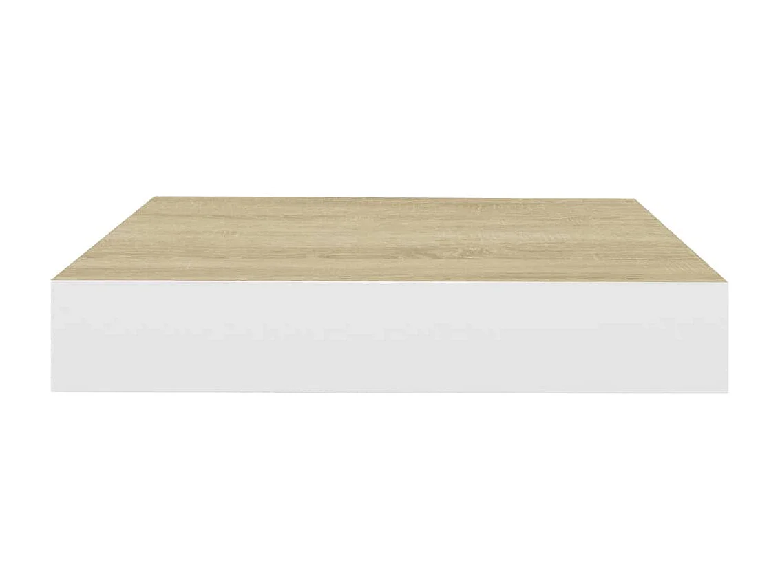 Étagères murales 2 pcs Chêne et blanc 23x23,5x3,8 cm MDF OFR41460 BonneVie Meuble