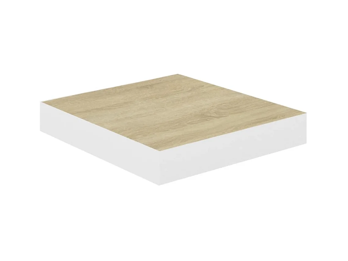 2 Pz Mensole a Parete Rovere e Bianco 23x23,5x3,8 cm in MDF CFW94681