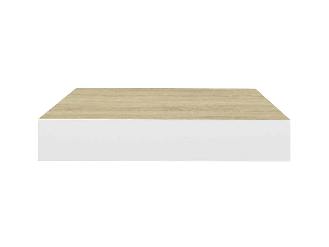 2 Pz Mensole a Parete Rovere e Bianco 23x23,5x3,8 cm in MDF CFW94681