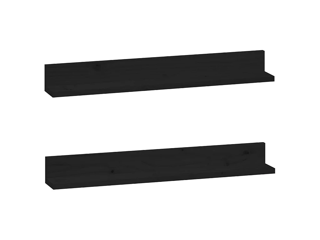 Étagères murales 2 pcs Noir 80x11x9 cm Bois de pin massif OFR41149 BonneVie Meuble
