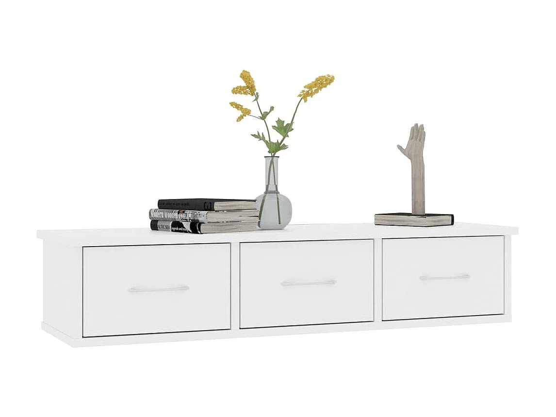 Estante cajones para pared contrachapada blanco 88x26x18,5 cm ES85429