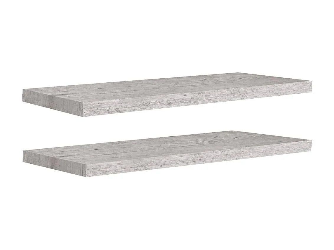 Étagères murales murales 2 pcs gris béton 80x23,5x3,8 cm MDF OFR92460 BonneVie Meuble