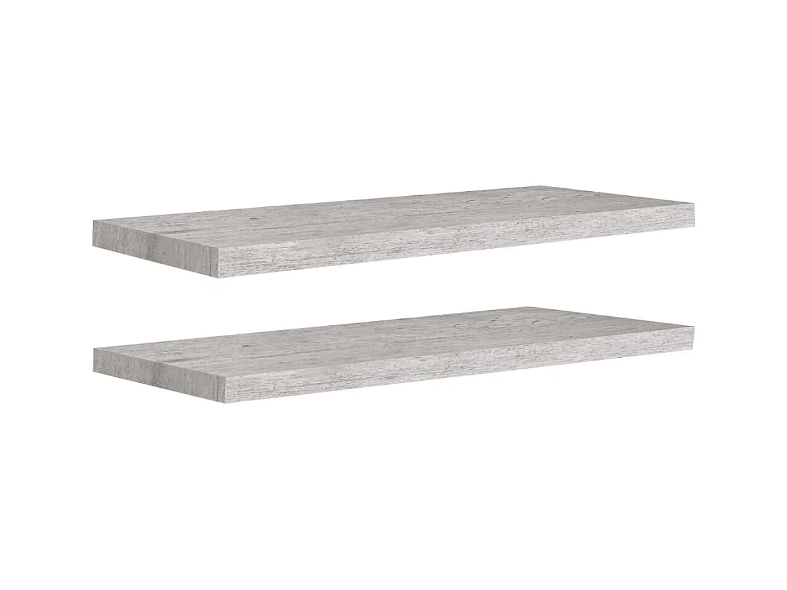 Wandschappen zwevend 2 st 80x23,5x3,8 cm MDF betongrijs NL697689