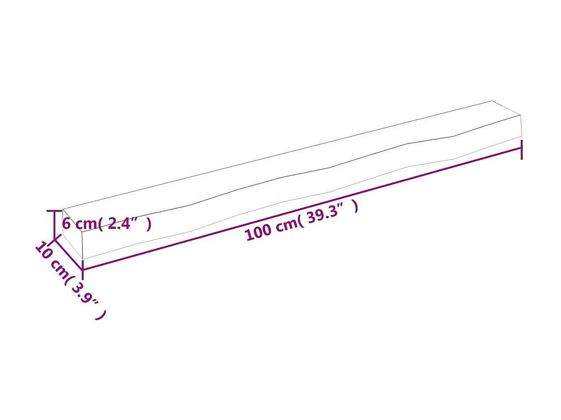 Étagère murale 100x10x6 cm bois de chêne massif non traité OFR30560 BonneVie Meuble