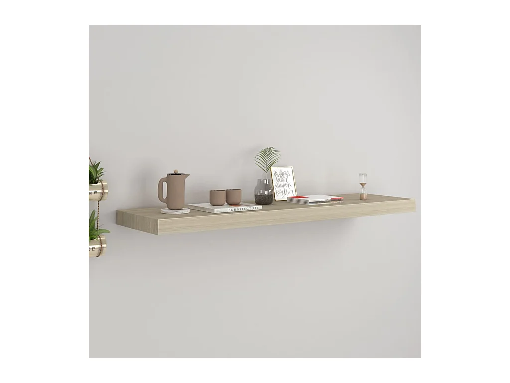 Étagère murale murale chêne 90x23,5x3,8 cm MDF OFR20889 BonneVie Meuble