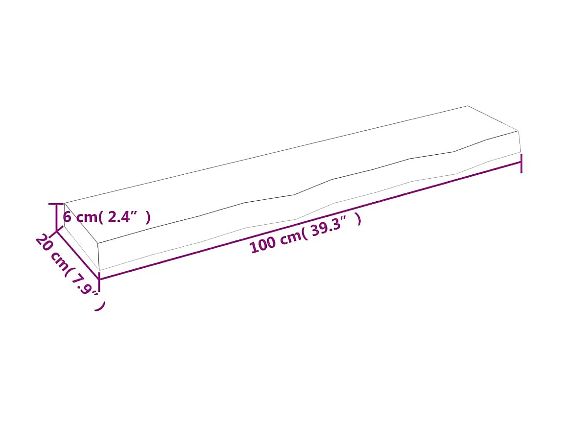Étagère murale marron clair 100x20x6cm bois chêne massif traité OFR77726 BonneVie Meuble