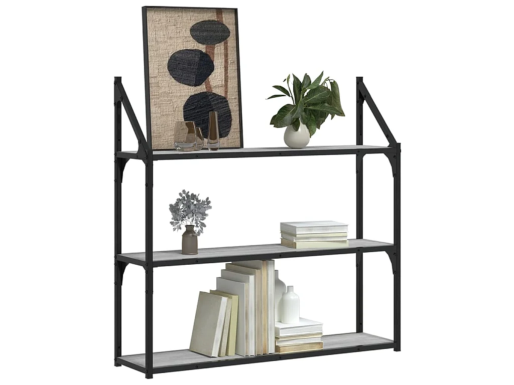 Étagère murale 3 niveaux sonoma gris 80x21x78,5 cm OFR28133 BonneVie Meuble