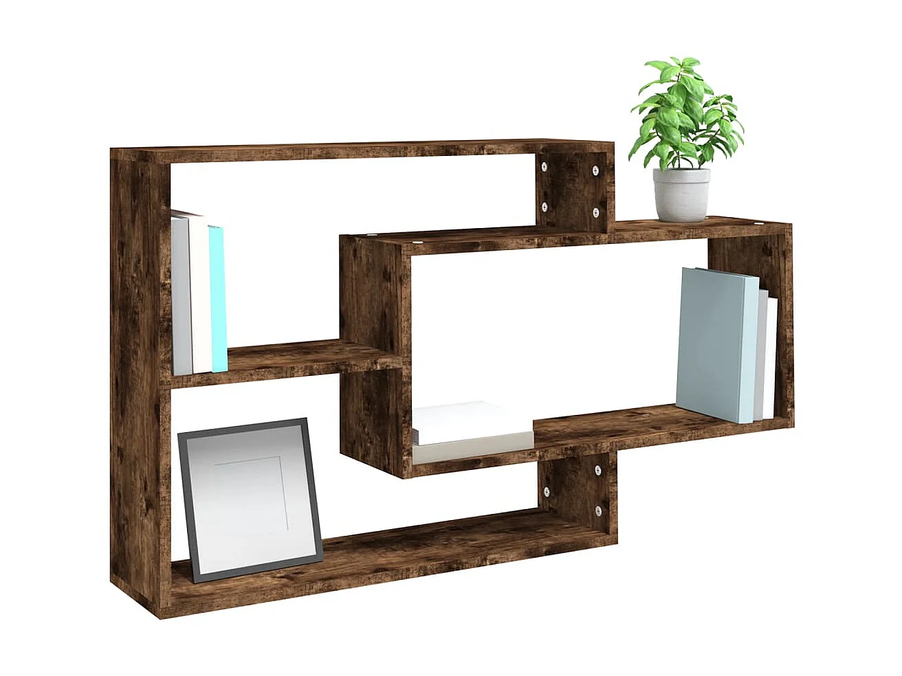 Étagère d'angle murale Chêne fumé 104x20x58,5cm Bois ingénierie OFR28518 BonneVie Meuble