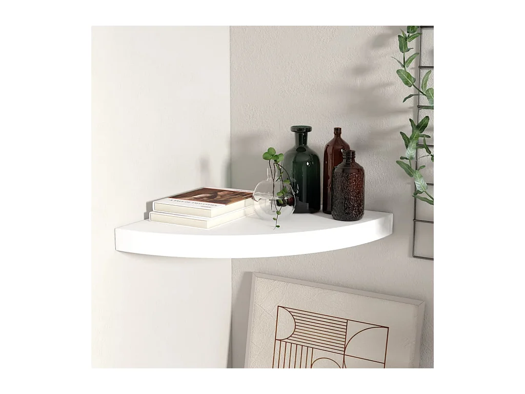 Étagère d'angle murale blanc 35x35x3,8 cm MDF OFR51263 BonneVie Meuble