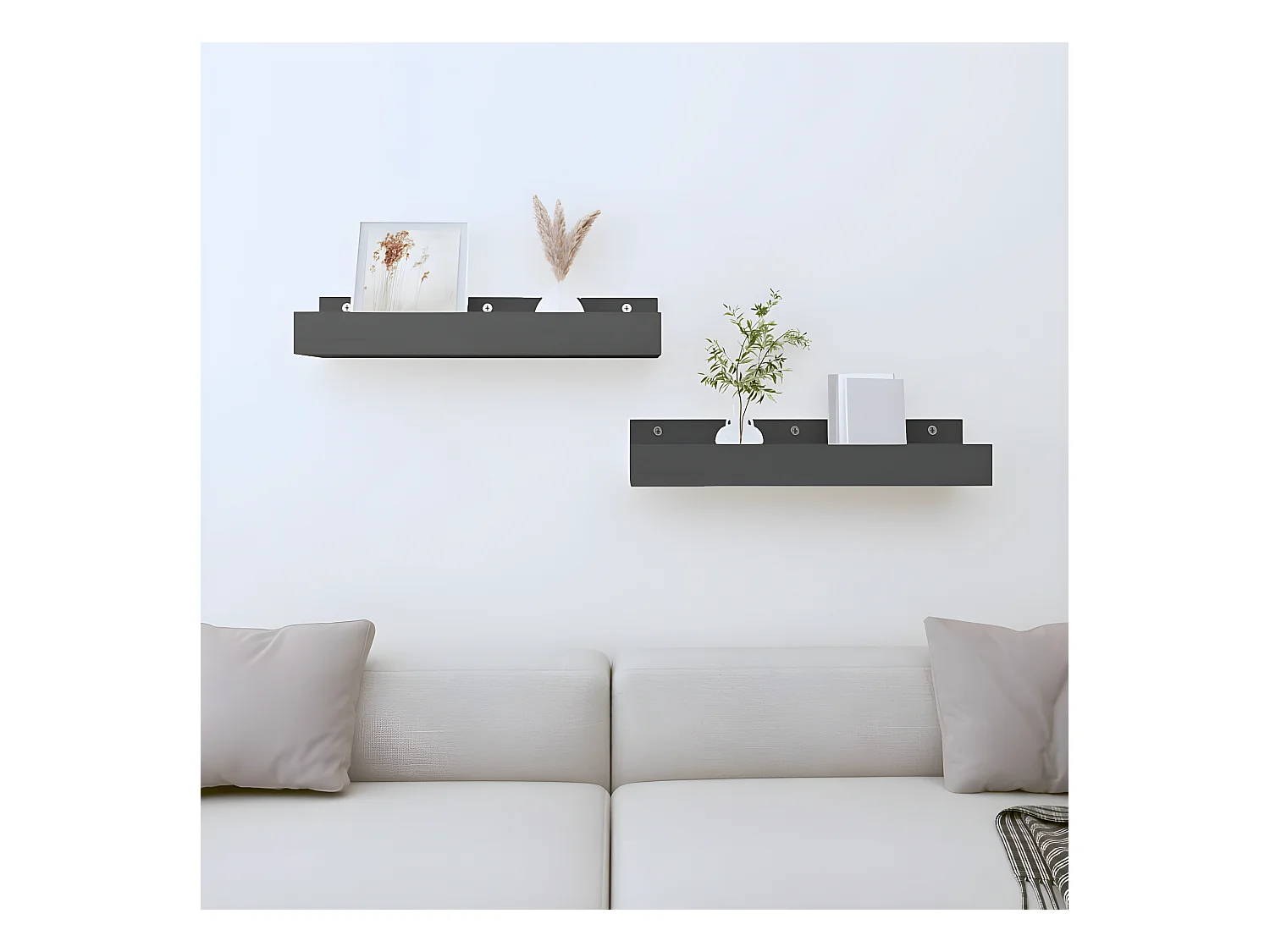 Wandschappen 2 st 50x12x9 cm massief grenenhout grijs NL635034