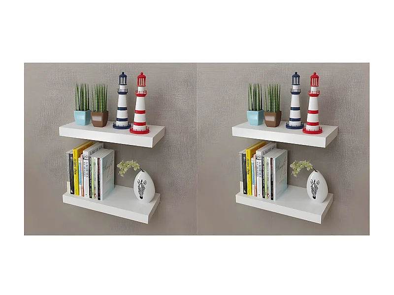 Étagères murales 4 pcs Blanc 40 cm OFR28397 BonneVie Meuble