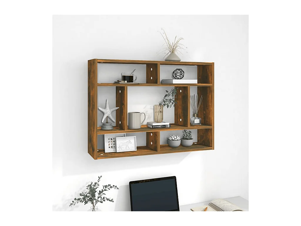 Étagère murale Chêne fumé 75x16x55 cm Bois d'ingénierie OFR77270 BonneVie Meuble