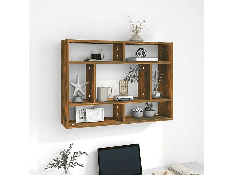 Étagère murale Chêne fumé 75x16x55 cm Bois d'ingénierie OFR77270 BonneVie Meuble