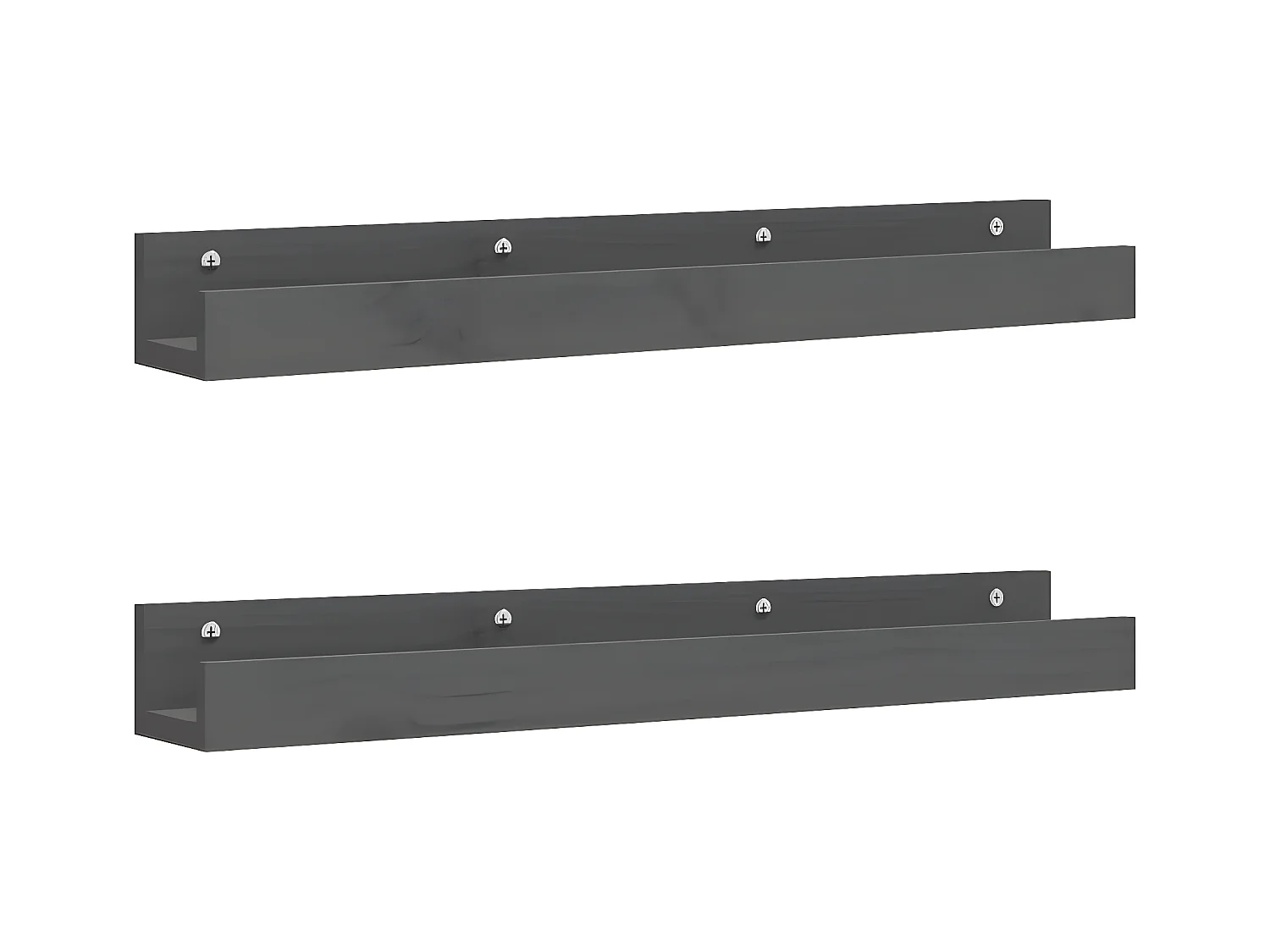 Estantes de pared 2 uds madera maciza de pino gris 80x12x9 cm ES87799