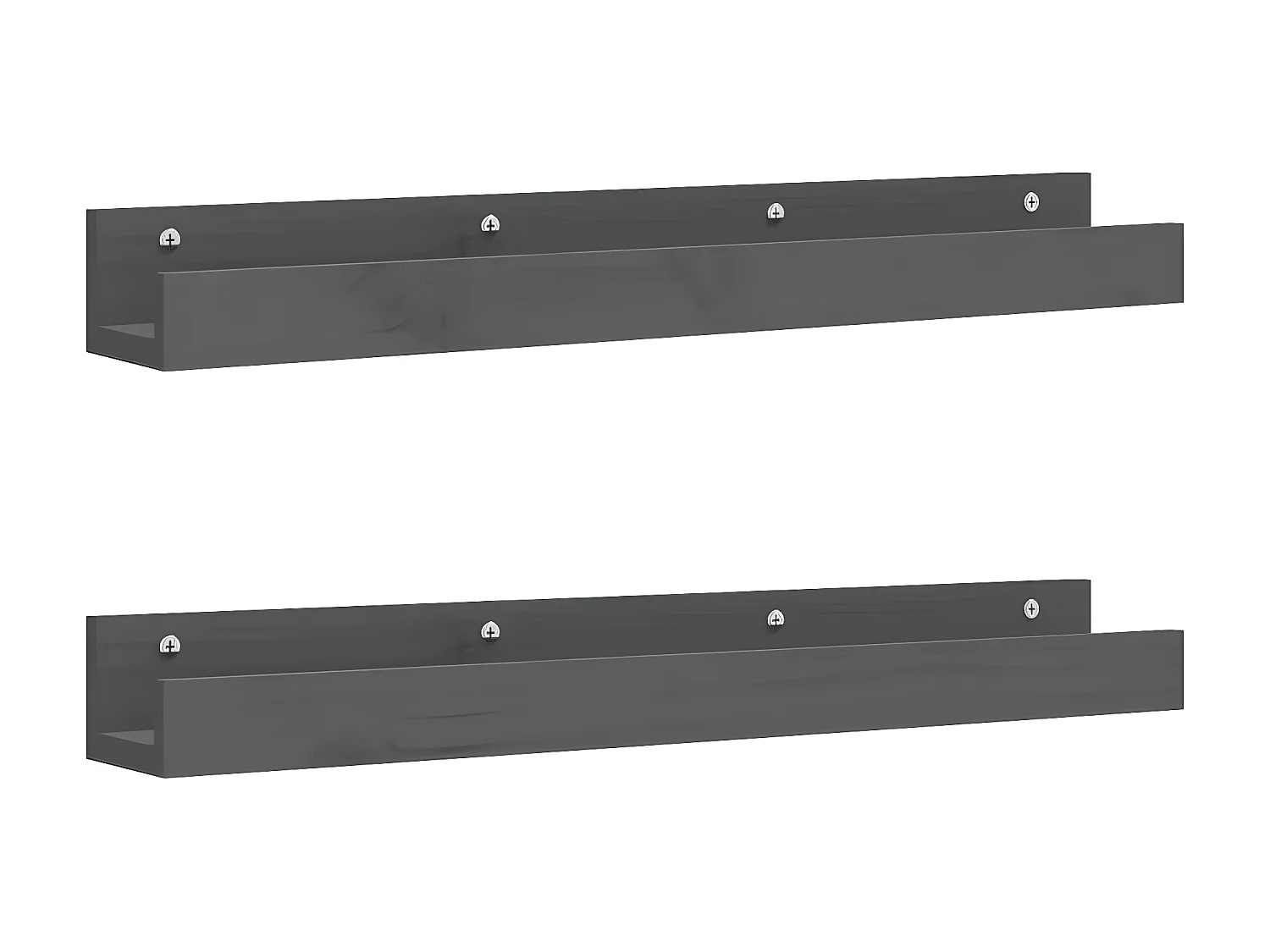 Étagères murales 2 pcs Gris 80x12x9 cm Bois de pin massif OFR92498 BonneVie Meuble