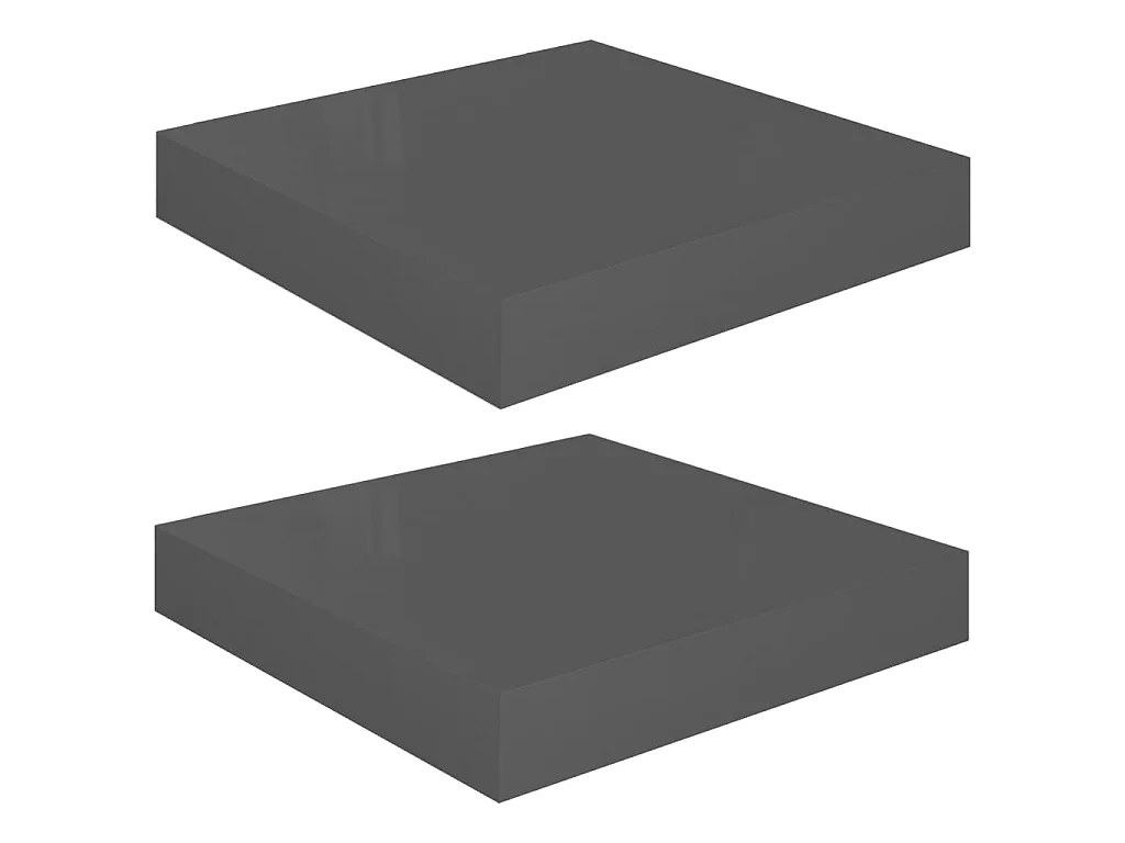 Étagère murale murale 2 pcs Gris brillant 23x23,5x3,8 cm MDF OFR19903 BonneVie Meuble