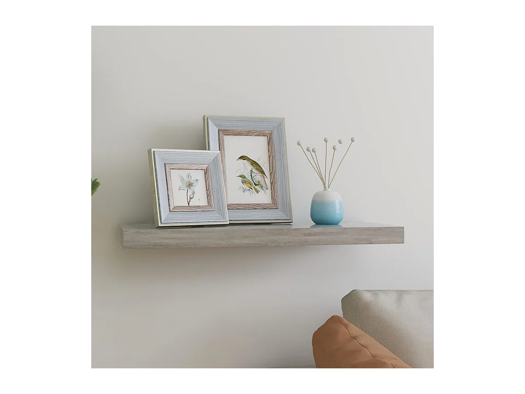 Étagère murale murale gris béton 60x23,5x3,8 cm MDF OFR42229 BonneVie Meuble