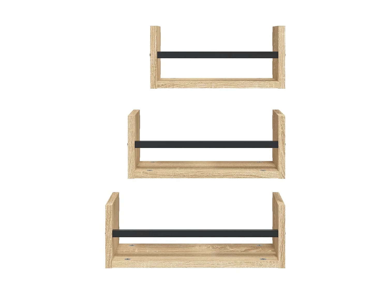Ensemble d'étagères murales avec barres 3 pcs chêne sonoma OFR64239 BonneVie Meuble