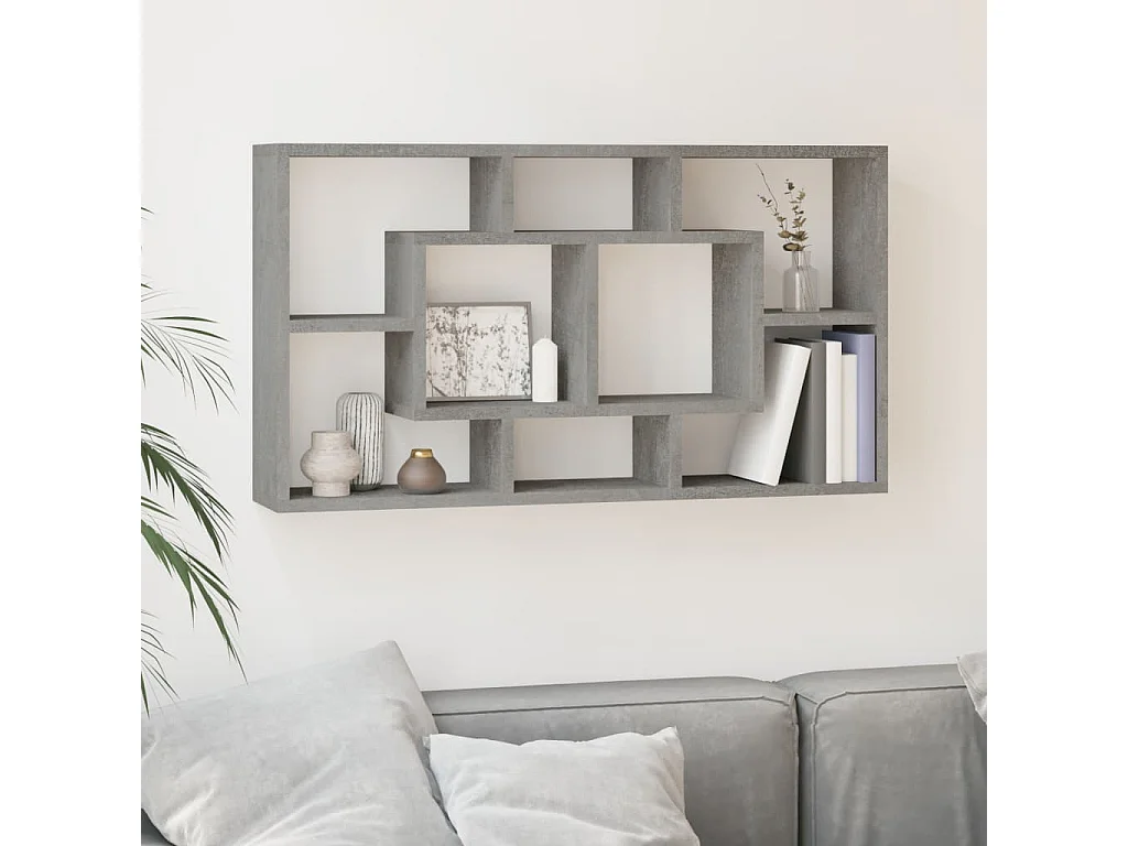 Étagère murale 8 compartiments Gris béton OFR62650 BonneVie Meuble